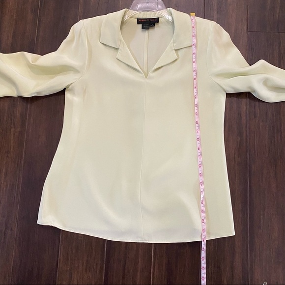 NINA MCLEMORE Green Silk 3/4 Sleeve Tunic Top Size 8 - Picture 8 of 8